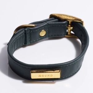 Leather Dog Collar by Hound Collection with Gold Bar Logo
